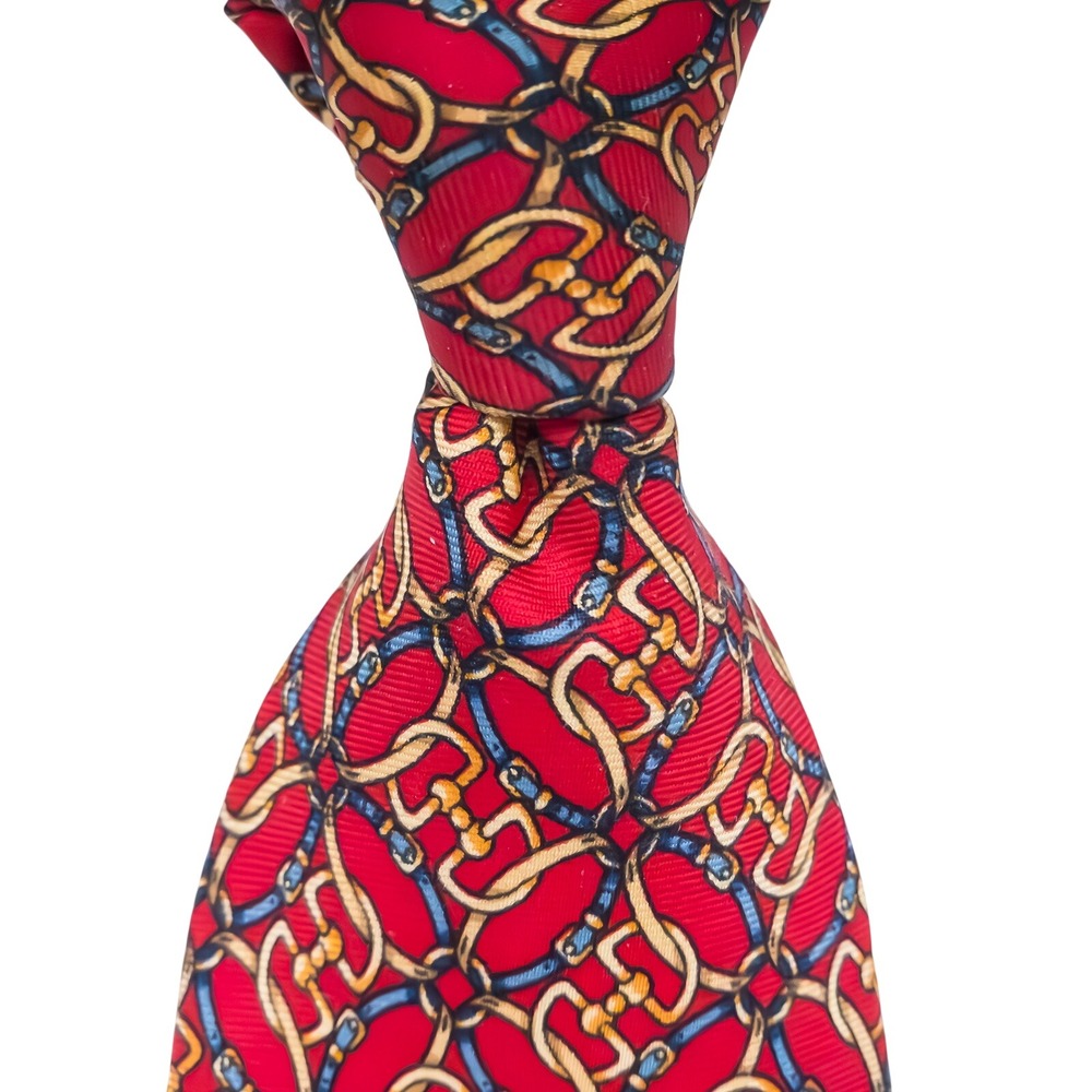 Brooks Brothers Makers Men's Silk Necktie USA‎ Designer Equestrian Red/Blue/Gold